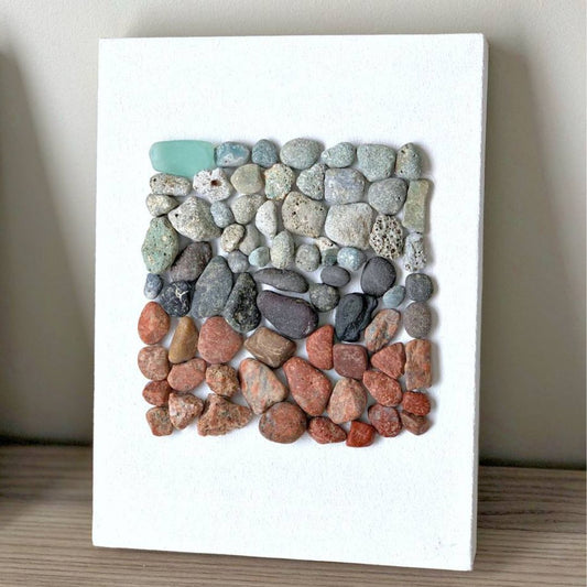 Handmade beach rocks tableau